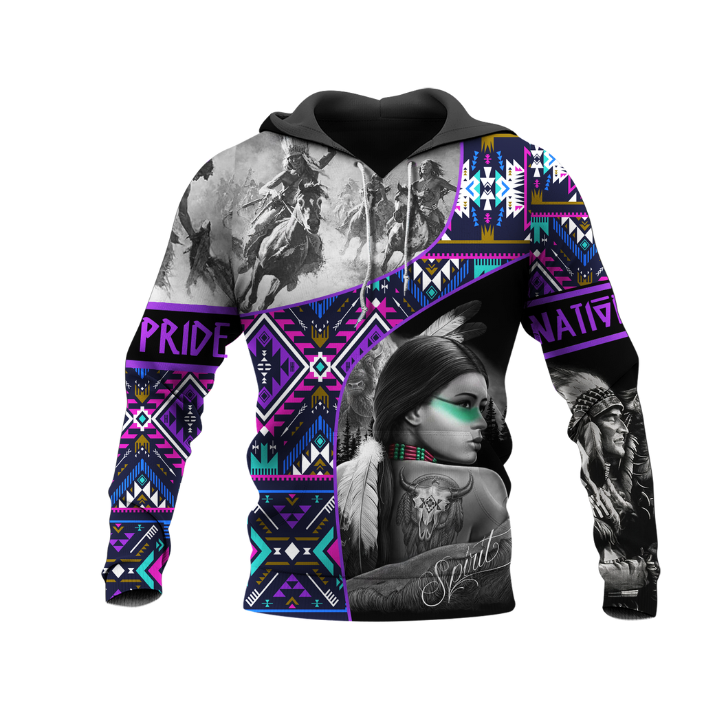 HD0013034 Girl & Chief Native American Pride 3D Hoodie