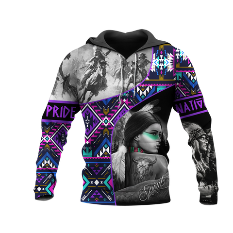 HD0013034 Girl & Chief Native American Pride 3D Hoodie