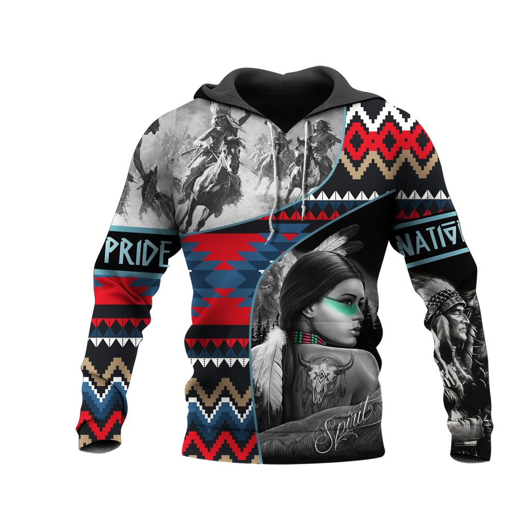 HD0013036 Girl & Chief Native American Pride 3D Hoodie