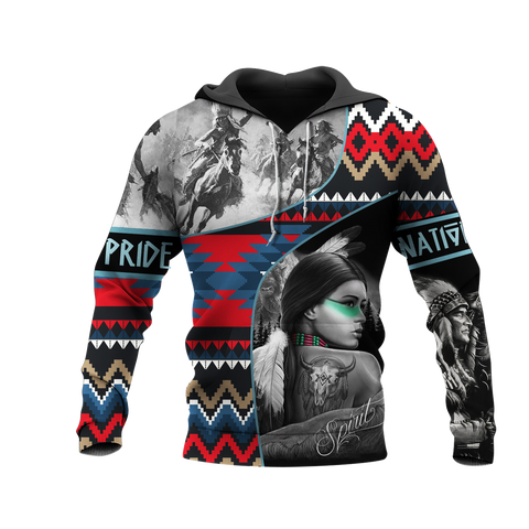 HD0013036 Girl & Chief Native American Pride 3D Hoodie