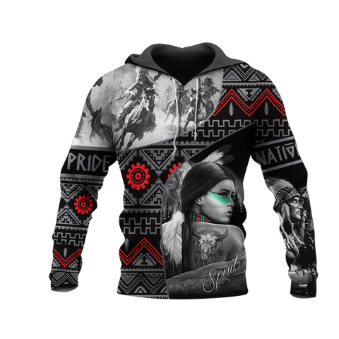 HD0013037 Girl & Chief Native American Pride 3D Hoodie