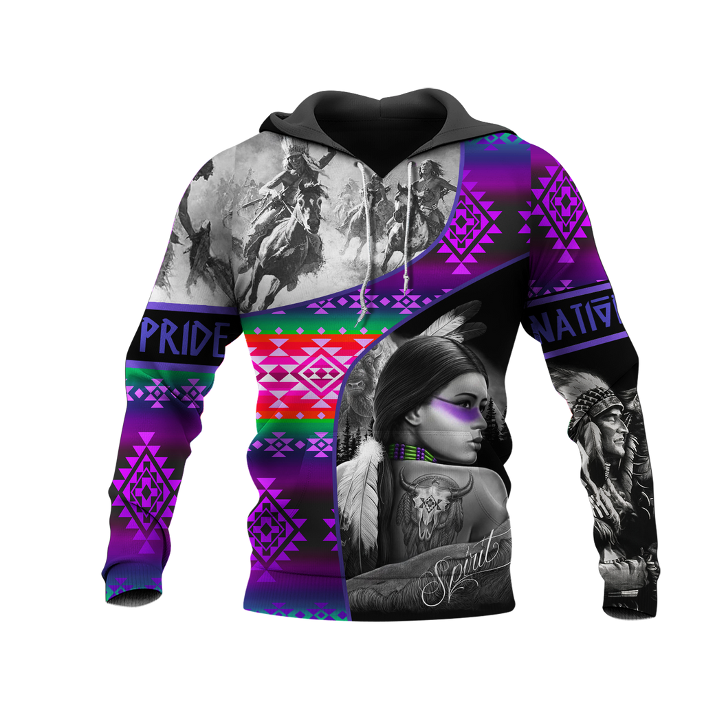 HD0013039 Girl & Chief Native American Pride 3D Hoodie