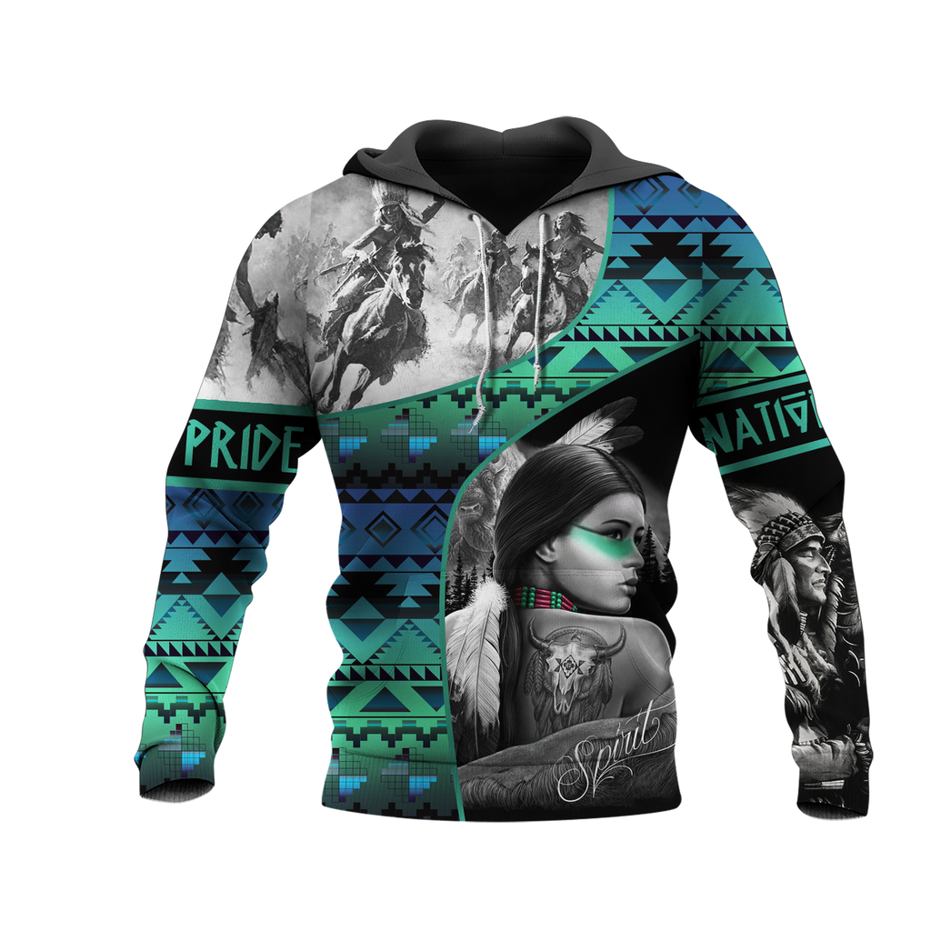 HD0013040 Girl & Chief Native American Pride 3D Hoodie