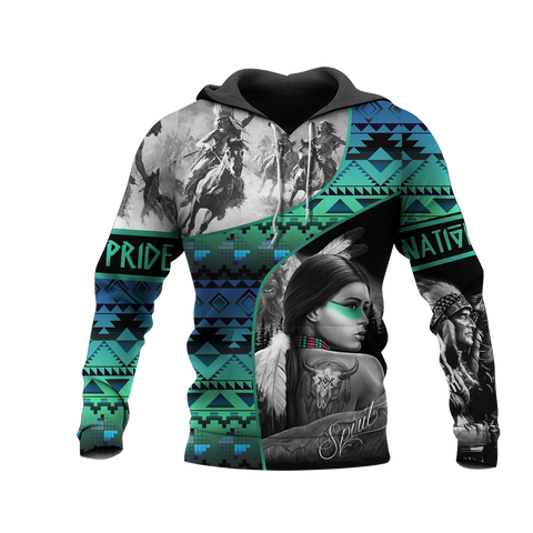 HD0013040 Girl & Chief Native American Pride 3D Hoodie