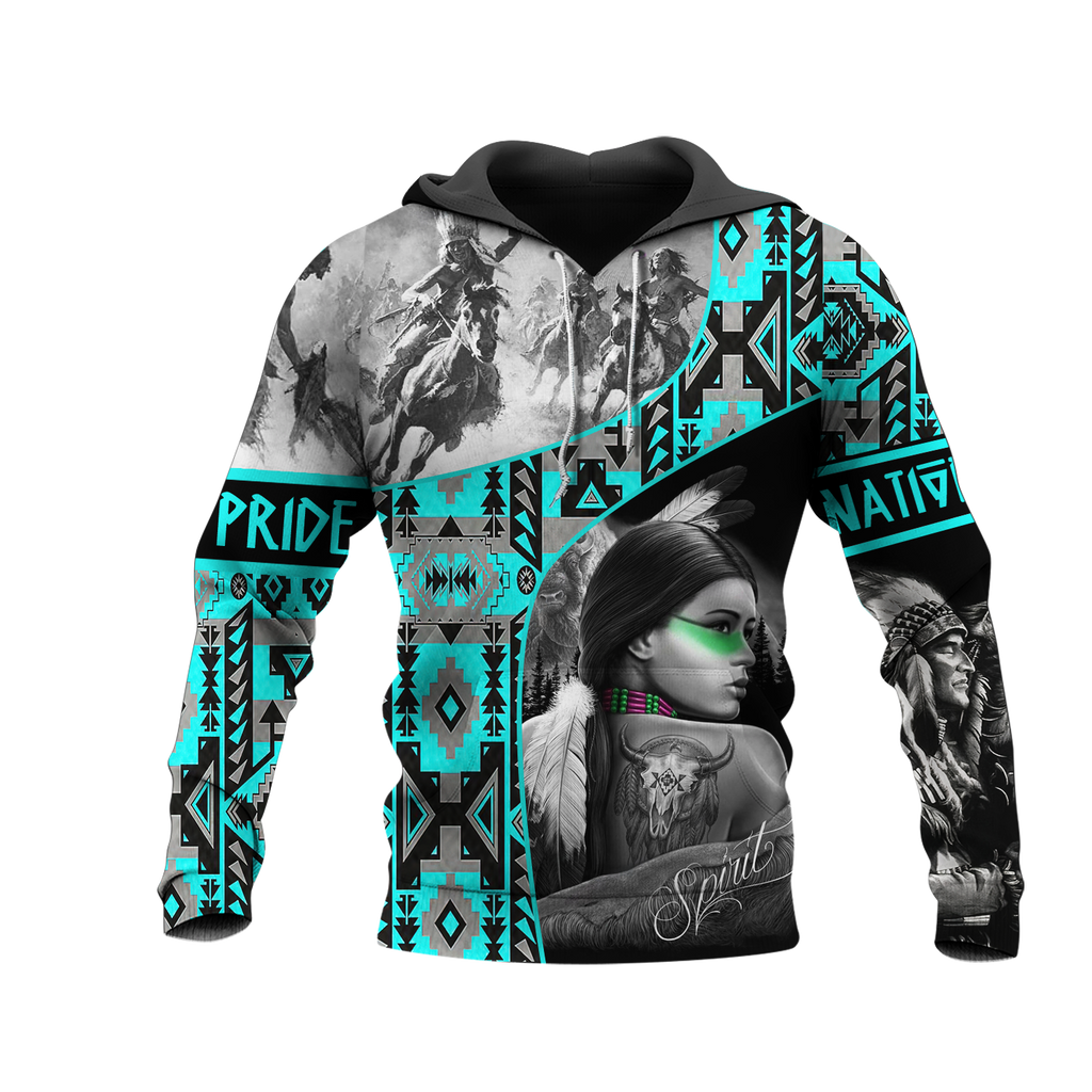 HD0013041 Girl & Chief Native American Pride 3D Hoodie