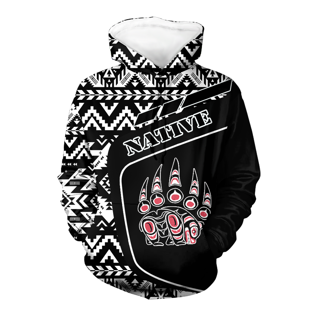 HD0013045 Bear Native American Pride 3D Hoodie