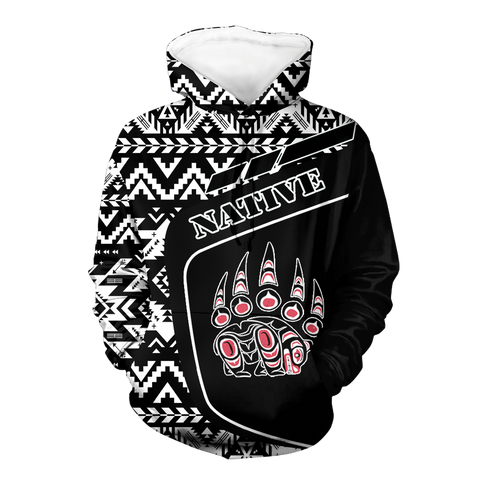 HD0013045 Bear Native American Pride 3D Hoodie