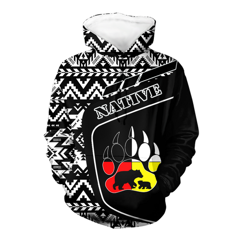 HD0013046 Bear Native American Pride 3D Hoodie