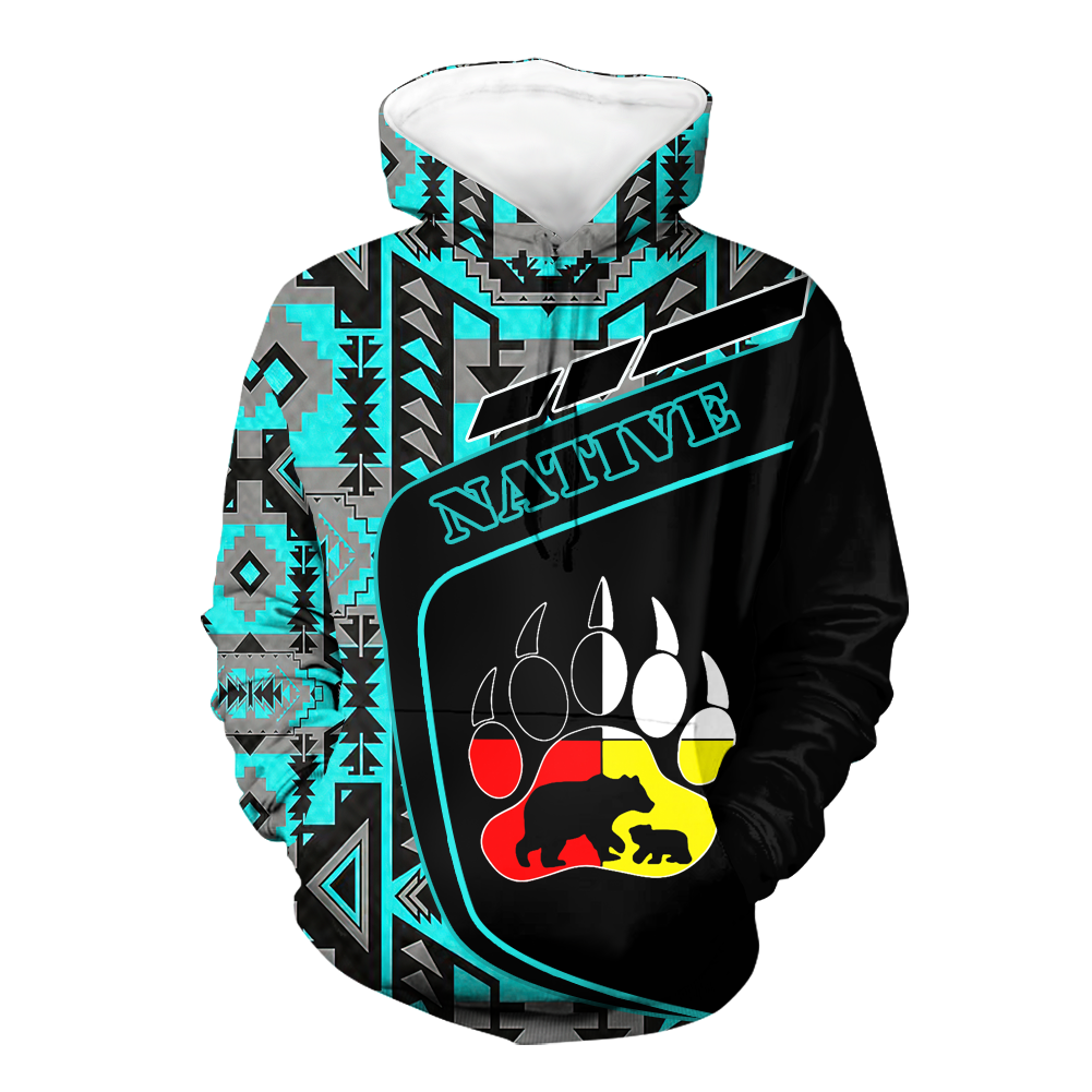 HD0013047 Bear Native American Pride 3D Hoodie