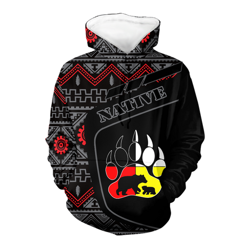 HD0013048 Bear Native American Pride 3D Hoodie