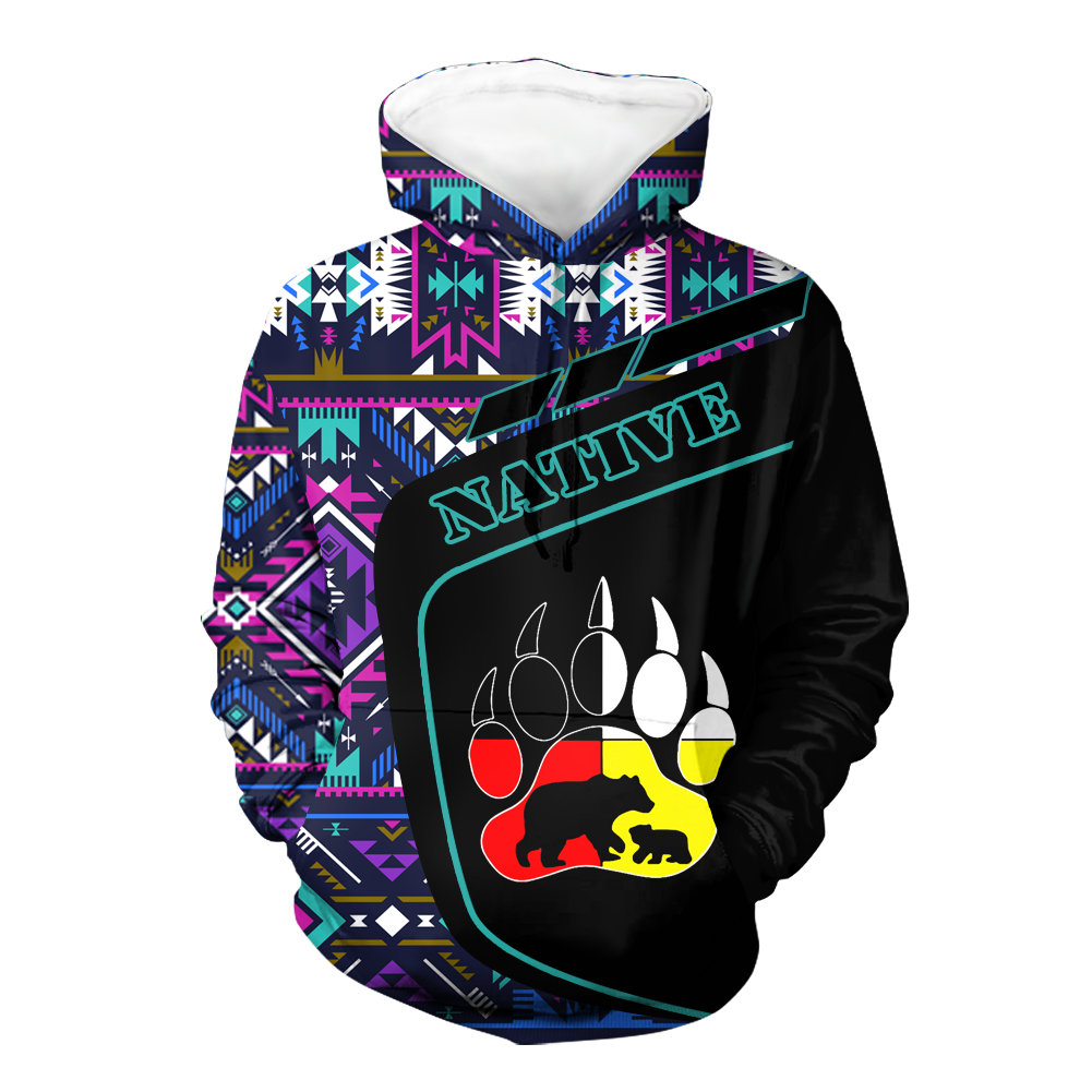 HD0013049 Bear Native American Pride 3D Hoodie