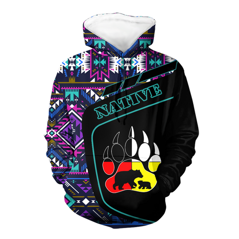 HD0013049 Bear Native American Pride 3D Hoodie