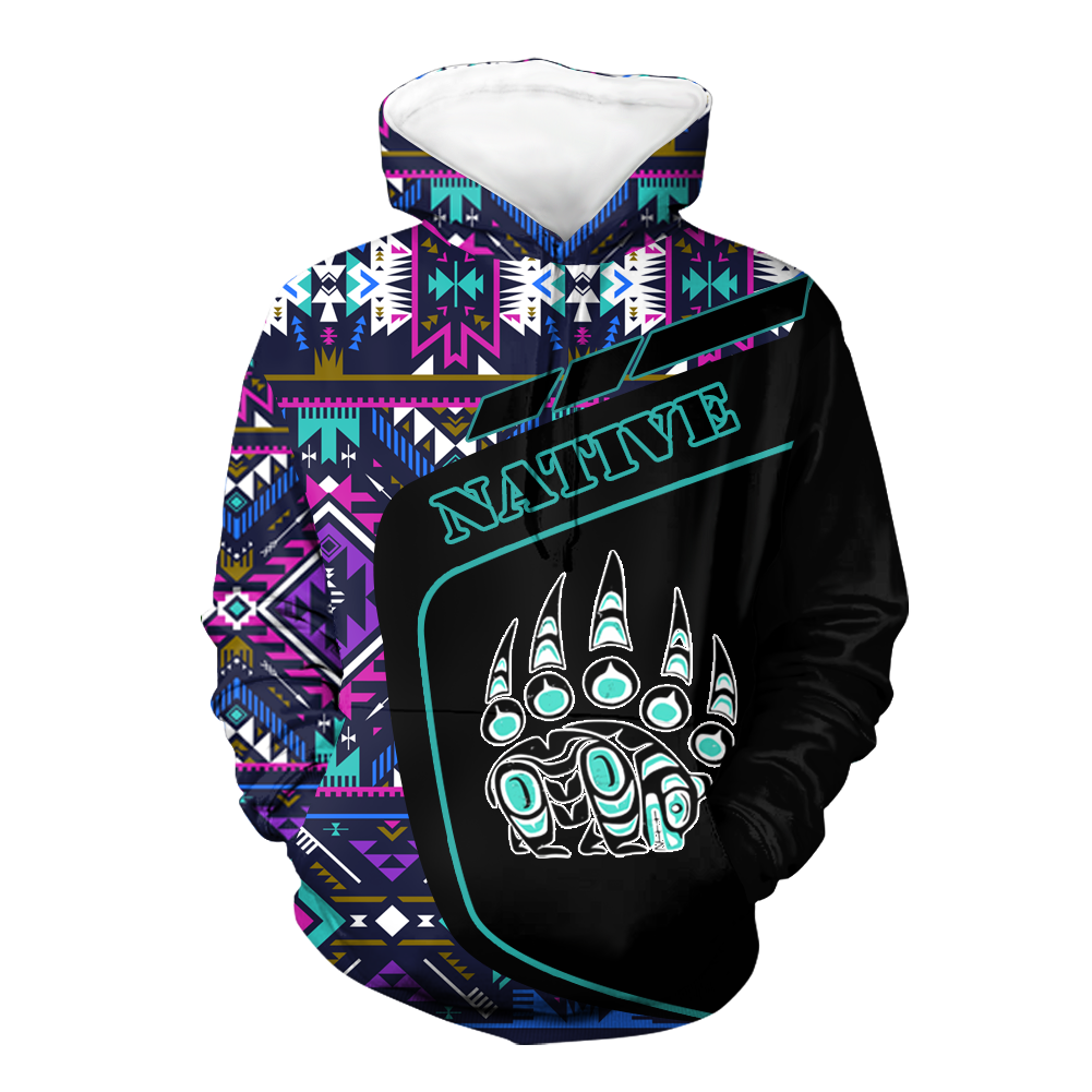 HD0013051 Bear Native American Pride 3D Hoodie