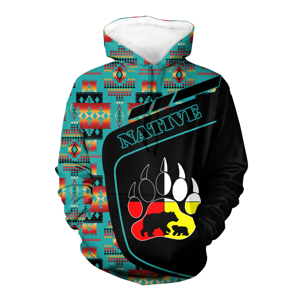 HD0013052 Bear Native American Pride 3D Hoodie