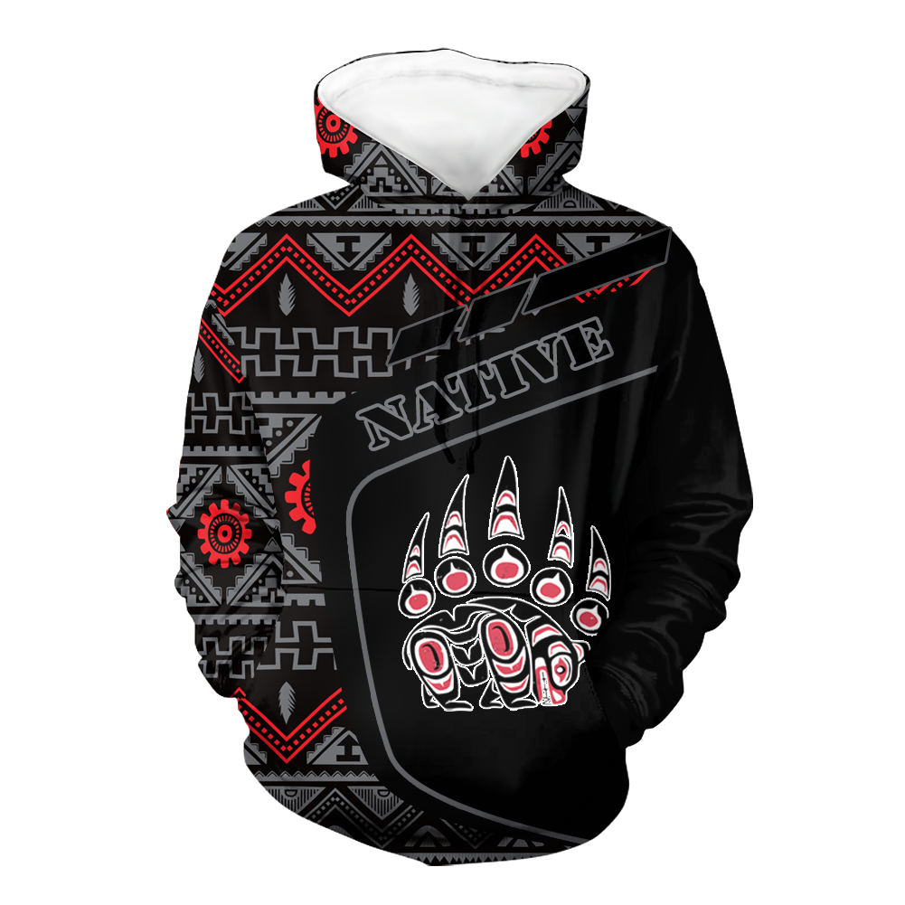 HD0013053 Bear Native American Pride 3D Hoodie