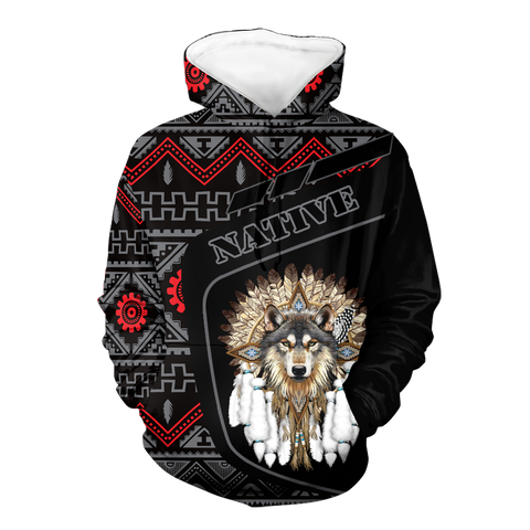 HD0013059 Wolf Native American Pride 3D Hoodie