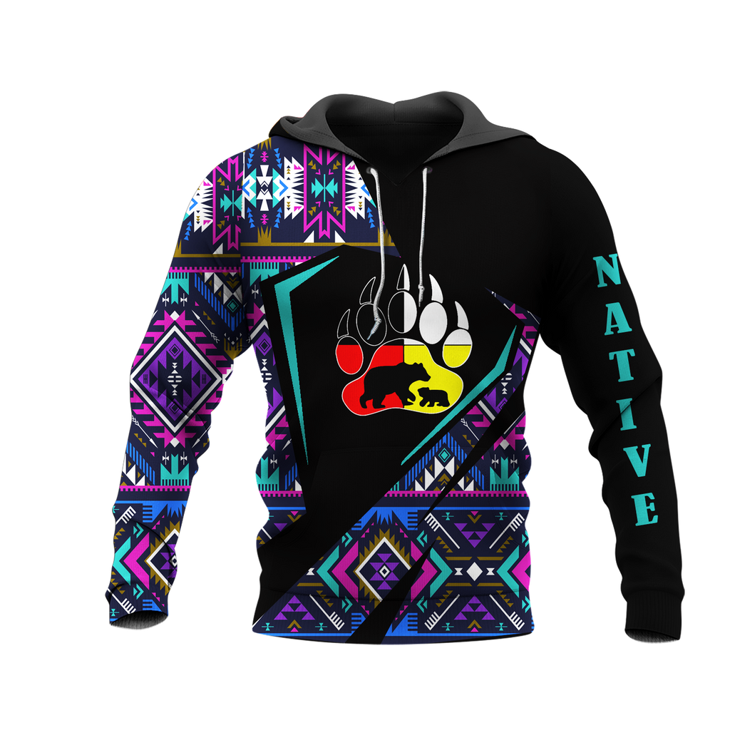 HD0013076 Foot Bear Native American Pride 3D Hoodie