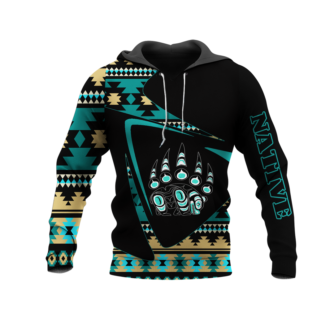 HD0013135 Bear Pattern Native American Pride 3D Hoodie