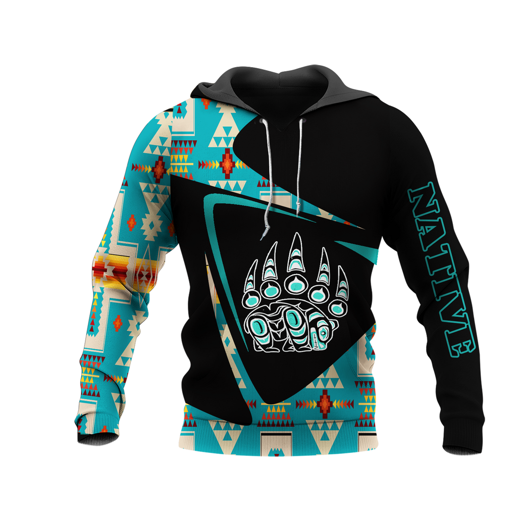 HD0013138 Bear Pattern Native American Pride 3D Hoodie