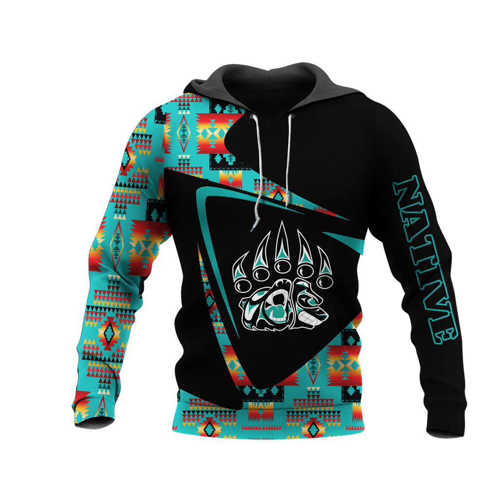 HD0013139 Bear Pattern Native American Pride 3D Hoodie