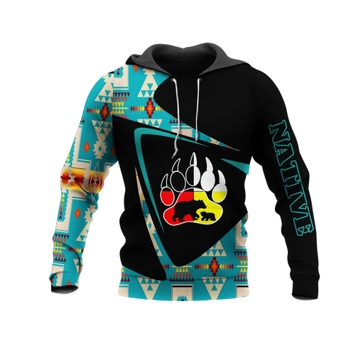 HD0013140 Bear Pattern Native American Pride 3D Hoodie