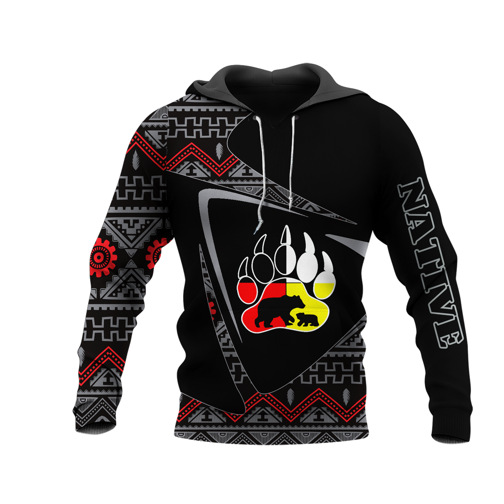 HD0013141 Bear Pattern Native American Pride 3D Hoodie