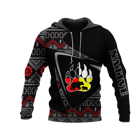 HD0013141 Bear Pattern Native American Pride 3D Hoodie