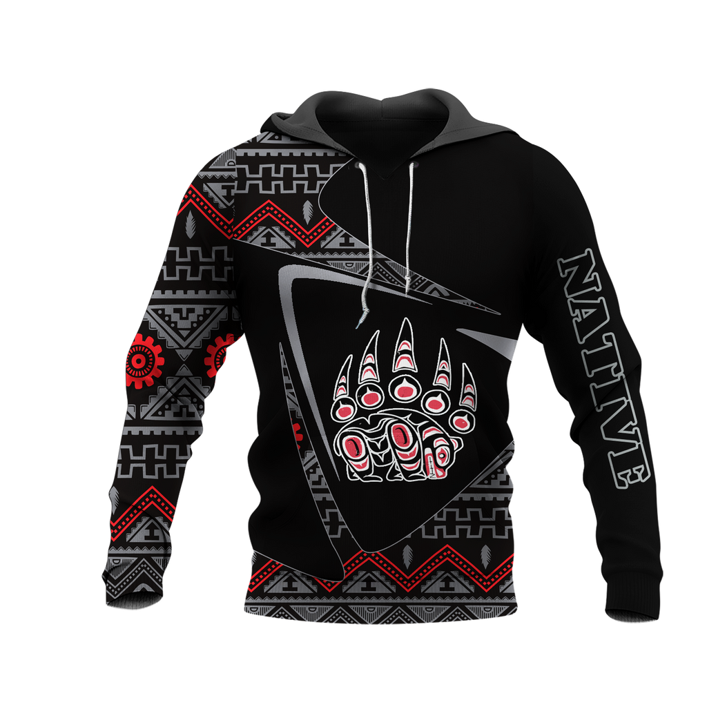 HD0013142 Bear Pattern Native American Pride 3D Hoodie