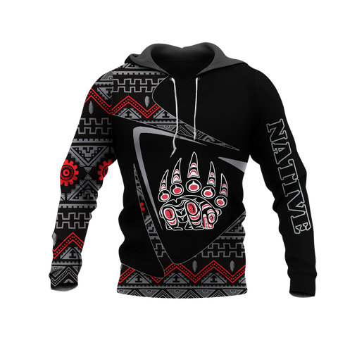 HD0013142 Bear Pattern Native American Pride 3D Hoodie