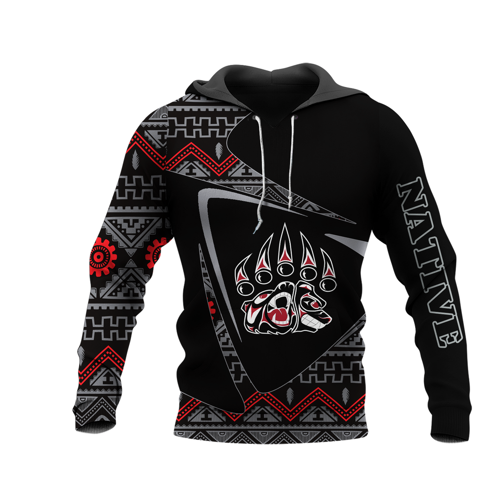 HD0013143 Bear Pattern Native American Pride 3D Hoodie