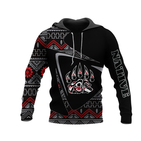 HD0013143 Bear Pattern Native American Pride 3D Hoodie