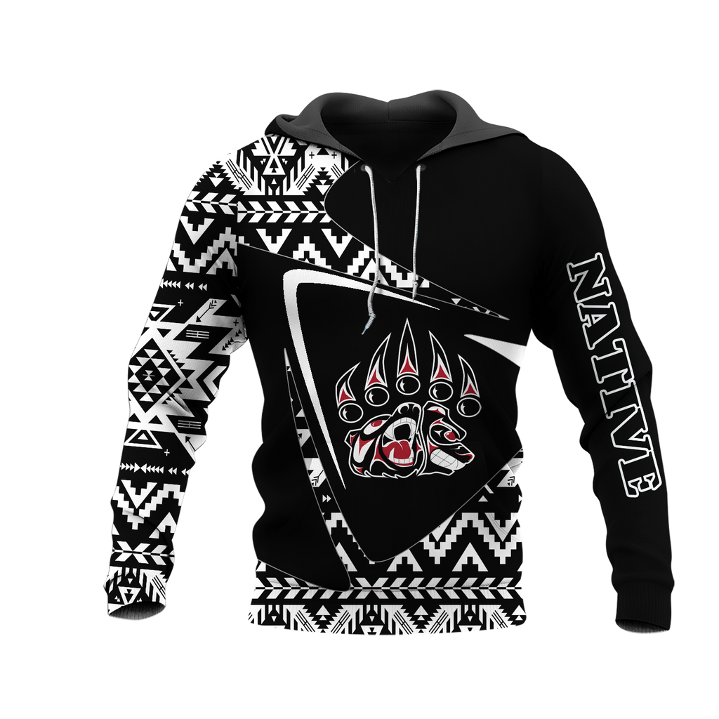 HD0013144 Bear Pattern Native American Pride 3D Hoodie