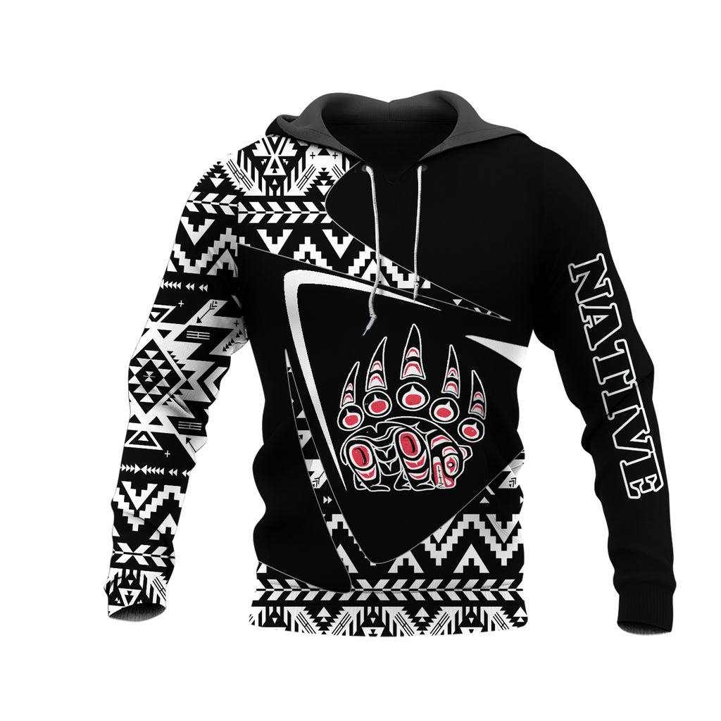 HD0013145 Bear Pattern Native American Pride 3D Hoodie