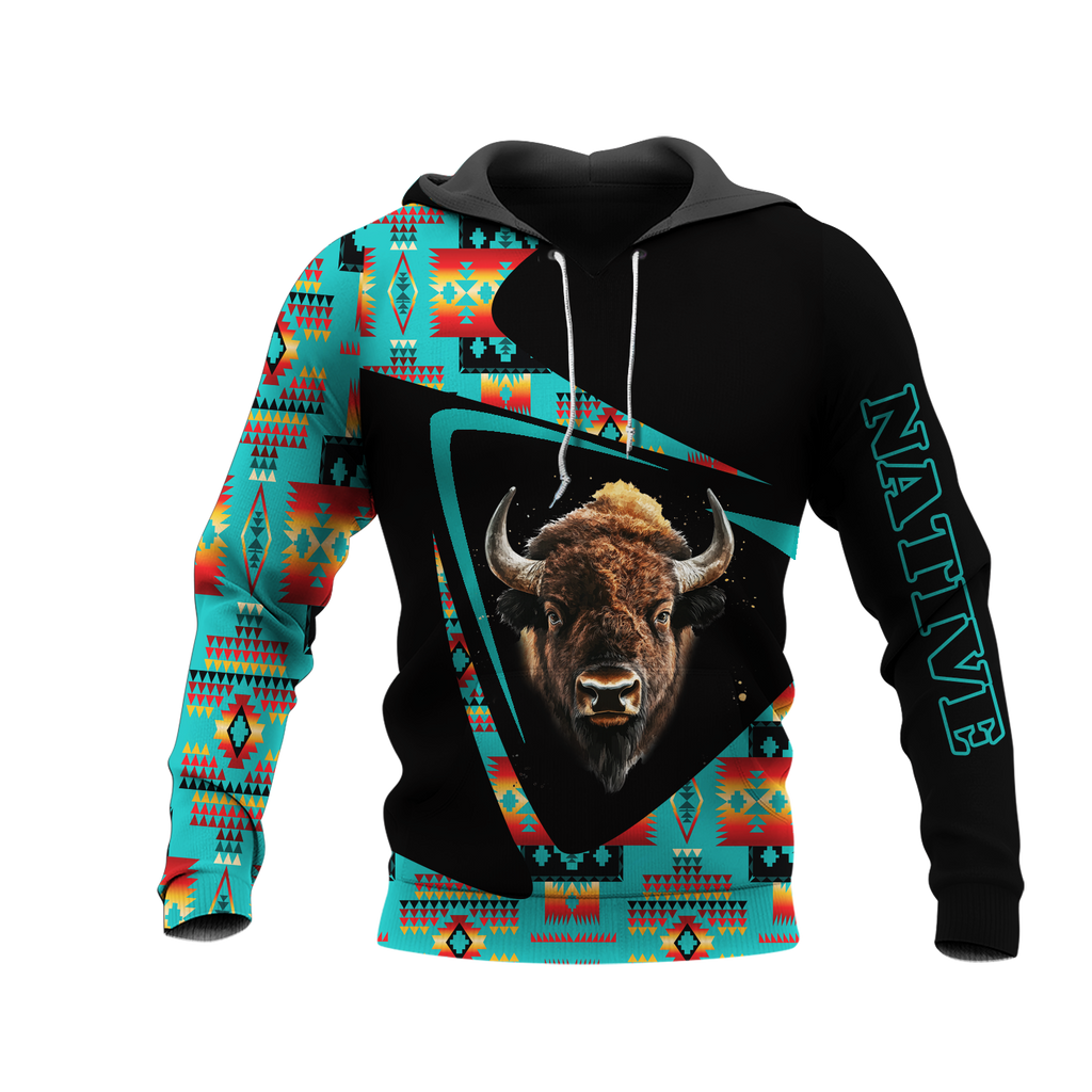 HD0013147 Bison Pattern Native American Pride 3D Hoodie