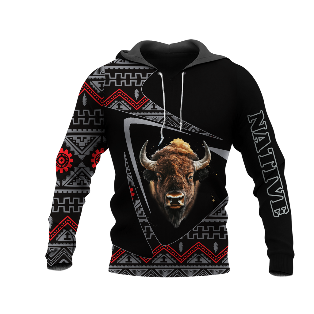 HD0013148 Bison Pattern Native American Pride 3D Hoodie