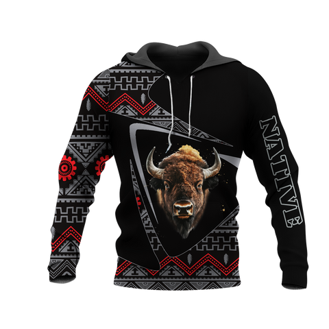 HD0013148 Bison Pattern Native American Pride 3D Hoodie