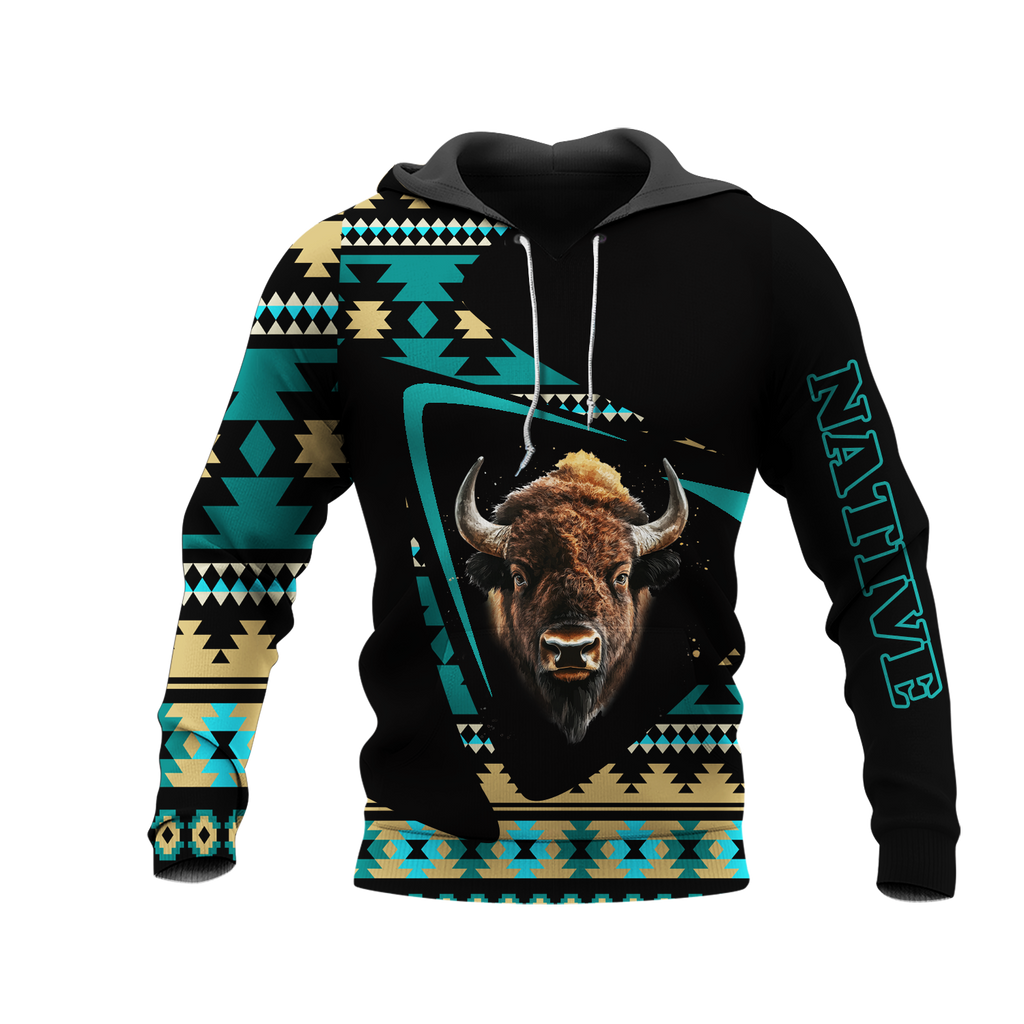 HD0013149 Bison Pattern Native American Pride 3D Hoodie