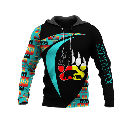 HD0013167 Foot Bear Pattern Native American Pride 3D Hoodie