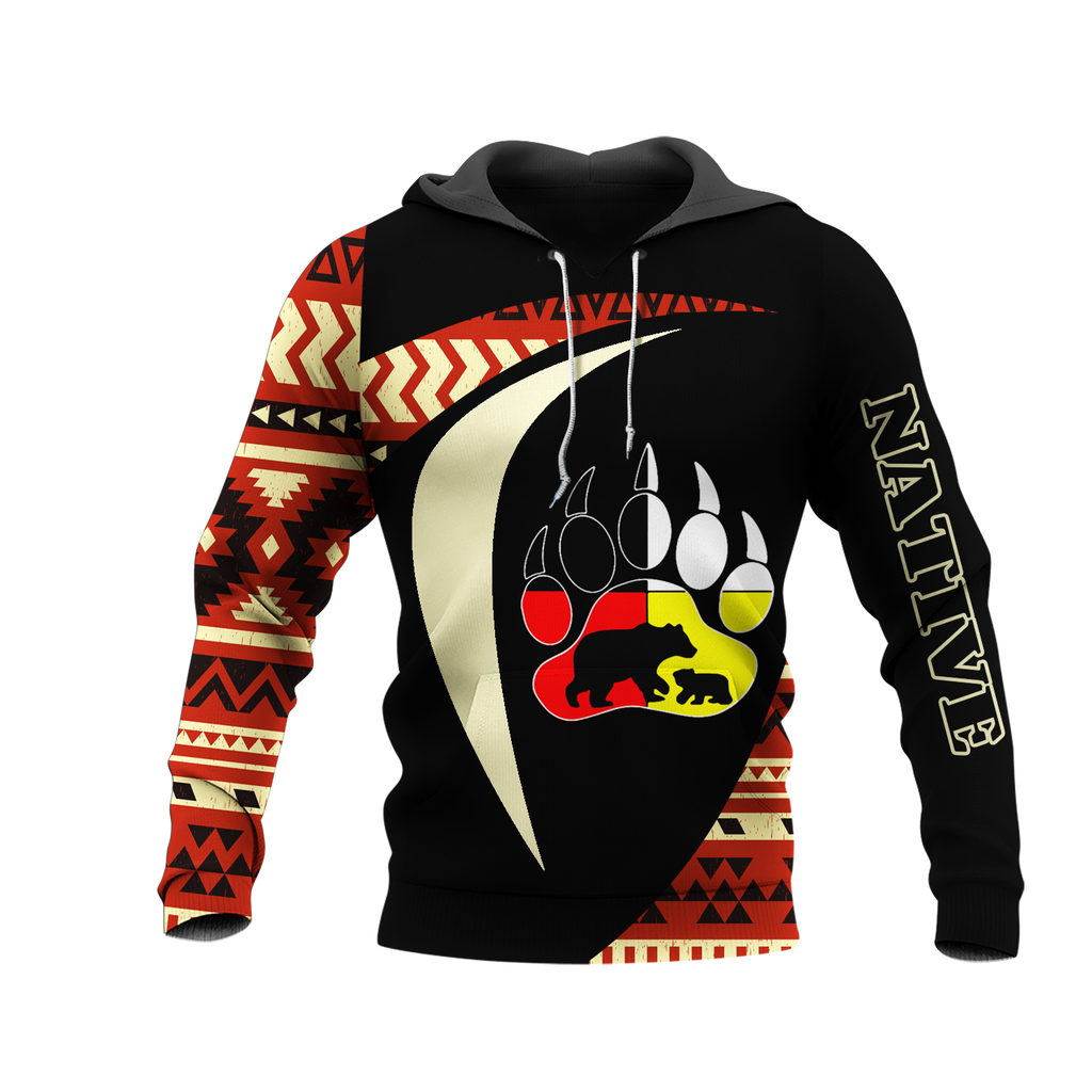 HD0013168 Foot Bear Pattern Native American Pride 3D Hoodie