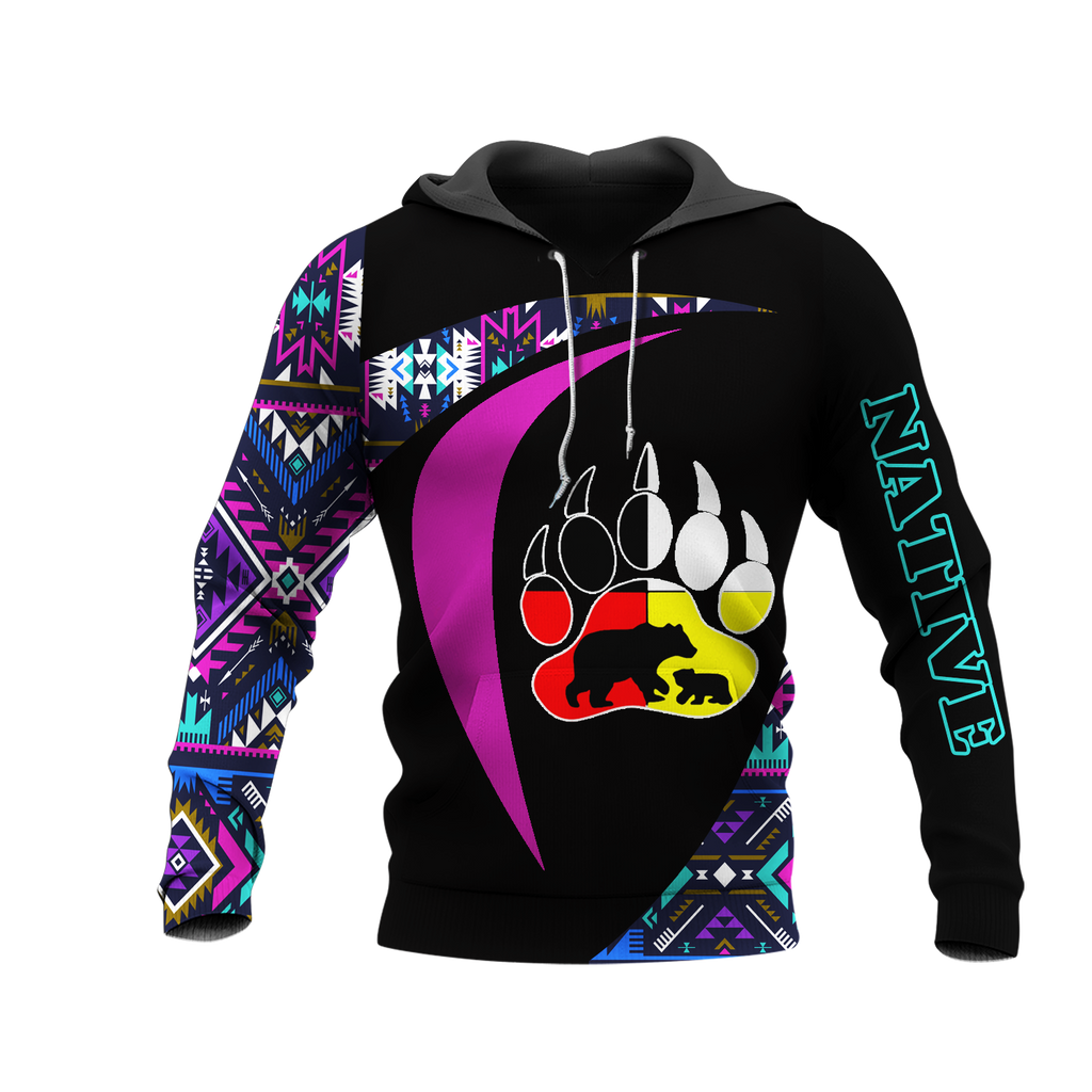 HD0013169 Foot Bear Pattern Native American Pride 3D Hoodie