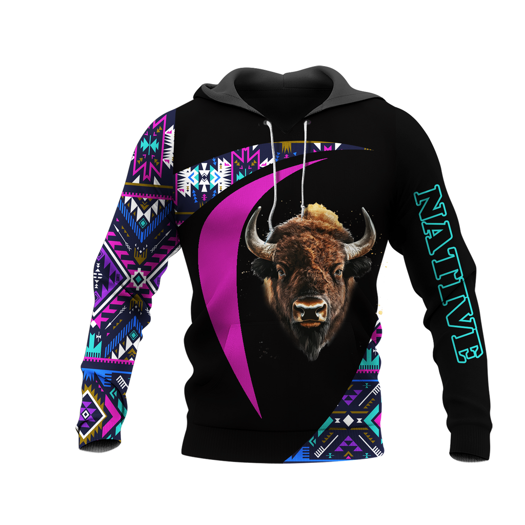 HD0013170 Bison Pattern Native American Pride 3D Hoodie