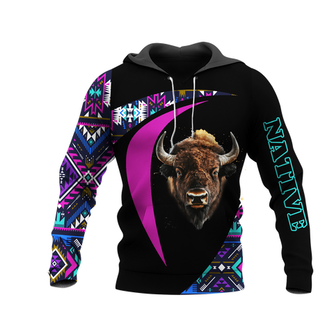 HD0013170 Bison Pattern Native American Pride 3D Hoodie