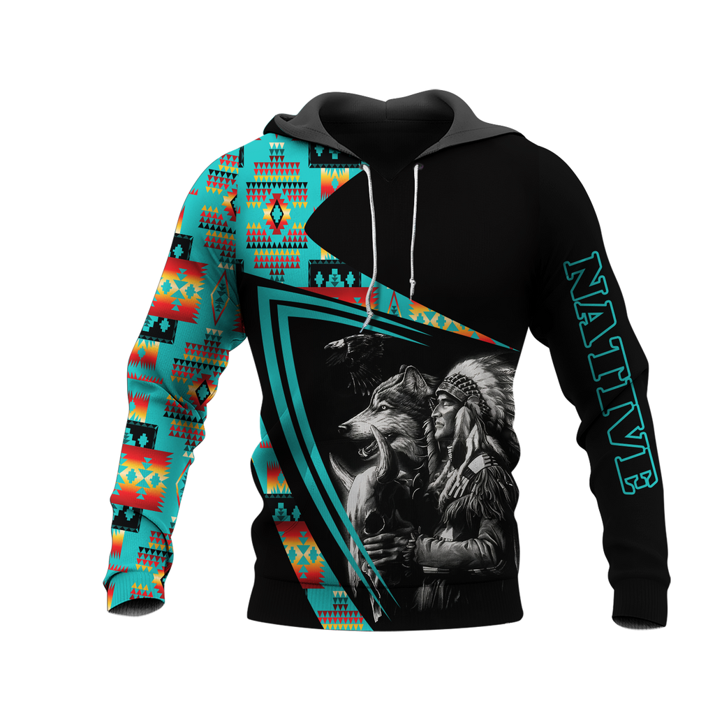 HD0013176 Chief Pattern Native American Pride 3D Hoodie