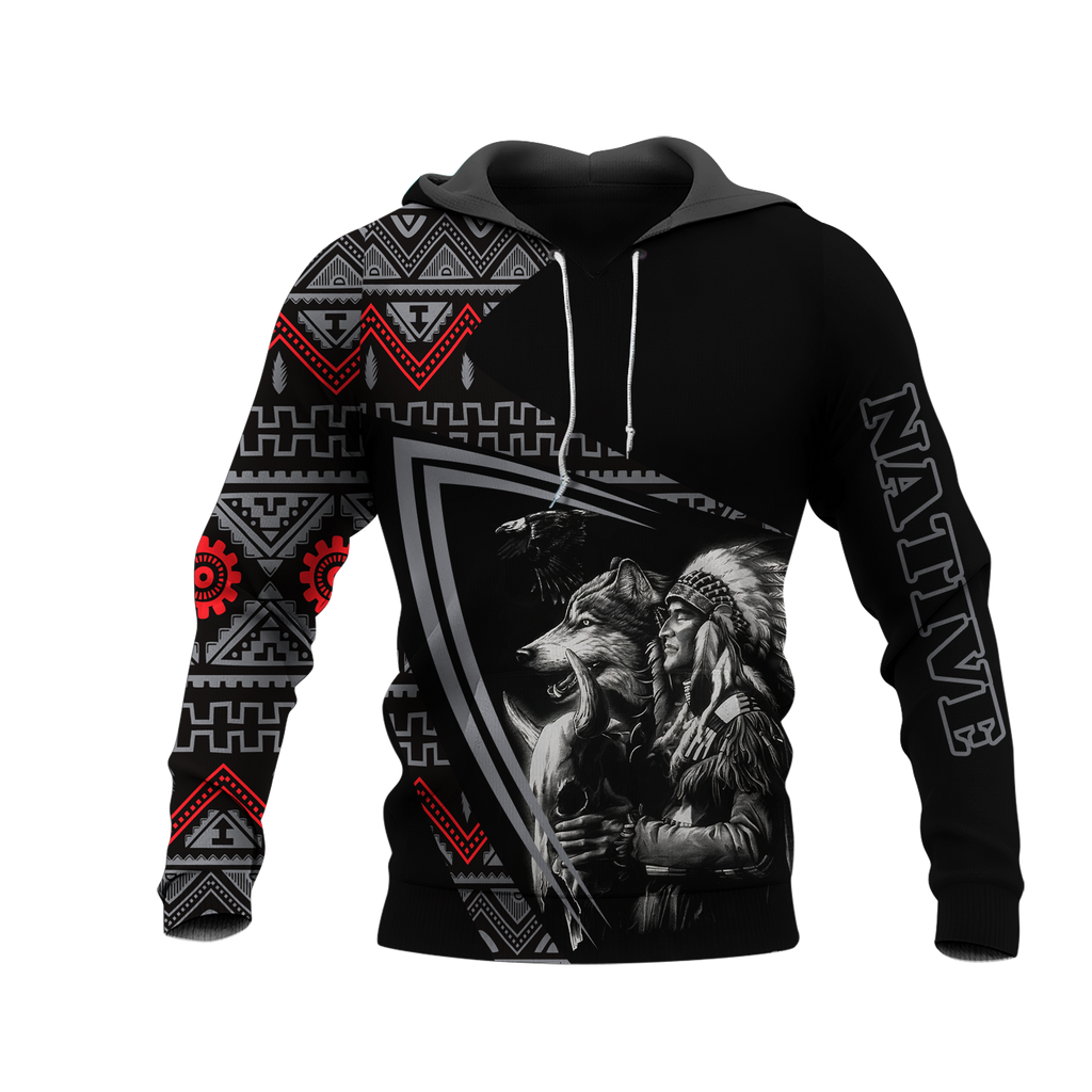 HD0013177 Chief Pattern Native American Pride 3D Hoodie