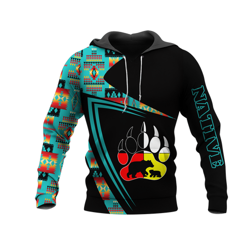 HD0013180 Bear Pattern Native American Pride 3D Hoodie