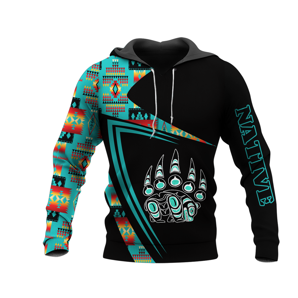 HD0013181 Bear Pattern Native American Pride 3D Hoodie