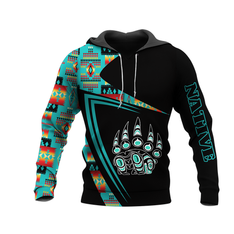 HD0013181 Bear Pattern Native American Pride 3D Hoodie