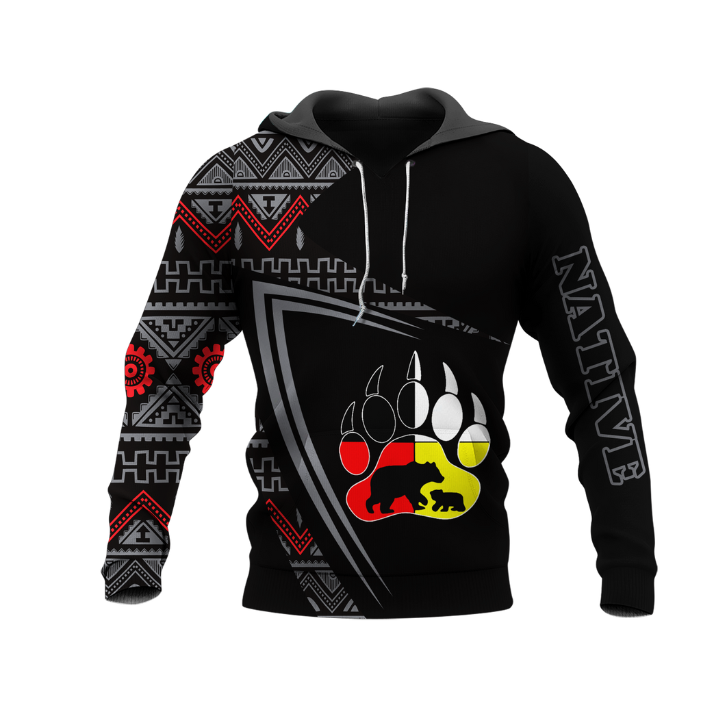 HD0013183 Bear Pattern Native American Pride 3D Hoodie