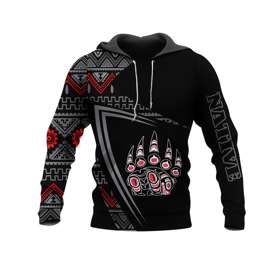 HD0013184 Bear Pattern Native American Pride 3D Hoodie