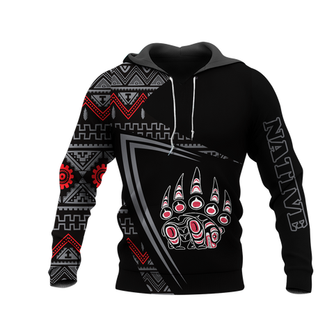 HD0013184 Bear Pattern Native American Pride 3D Hoodie